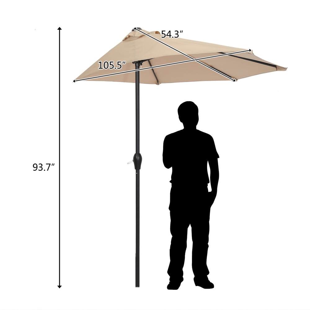 Kepooman 9Ft Half Round Umbrella, Waterproof Patio Wall Balcony Door Window Sun Shade, Without Base, Top Color Kepooman 9Ft Half Round Umbrella, Waterproof Patio Wall Balcony Door Window Sun Shade, Without Base, Top Color