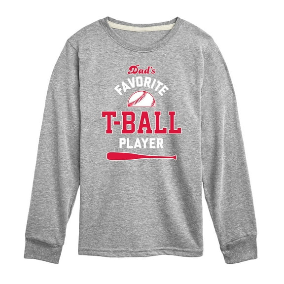 Instant Message - Dad's Favorite T-Ball Player - Kids Long Sleeve Tee