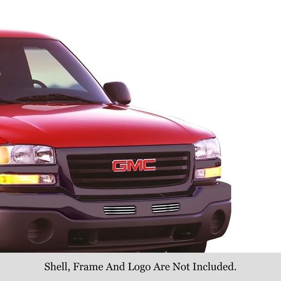 APS 2003-2006 GMC Sierra 1500 Center Airdam 1 PC Cover 2 Holes Stainless Steel Billet Grille 8x6 horizontal billet