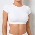 thumbnail image 5 of Top deportivo con almohadilla para mujer, camiseta de manga corta para Yoga, camisetas de entrenamiento para Fitness, ropa deportiva para gimnasio, camisetas para correr, 5 of 5