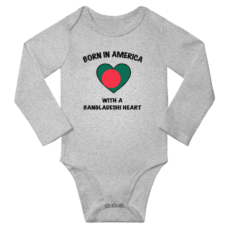 

Born in America With a Bangladeshi Heart Baby Long Sleeve Bodysuit (Gray 18 Months)