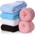 thumbnail image 5 of 5 Pairs Womens Fuzzy Slipper Socks Super Soft Microfiber Fluffy Cozy Winter Warm Fuzzy Crew Socks, 5 of 6