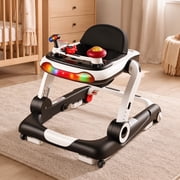 LINLUX Baby Walker w/ Music & Lights, Toddler Activity Walker w/ Seat, Black