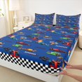 thumbnail image 3 of Homewish Fast Car 4pcs Bed Sheets for Kids Children Boys,Geometric Plaid King Sheets,Extreme Sport Super Cozy Sheet Set,Ultra Soft Home Decor, 3 of 7