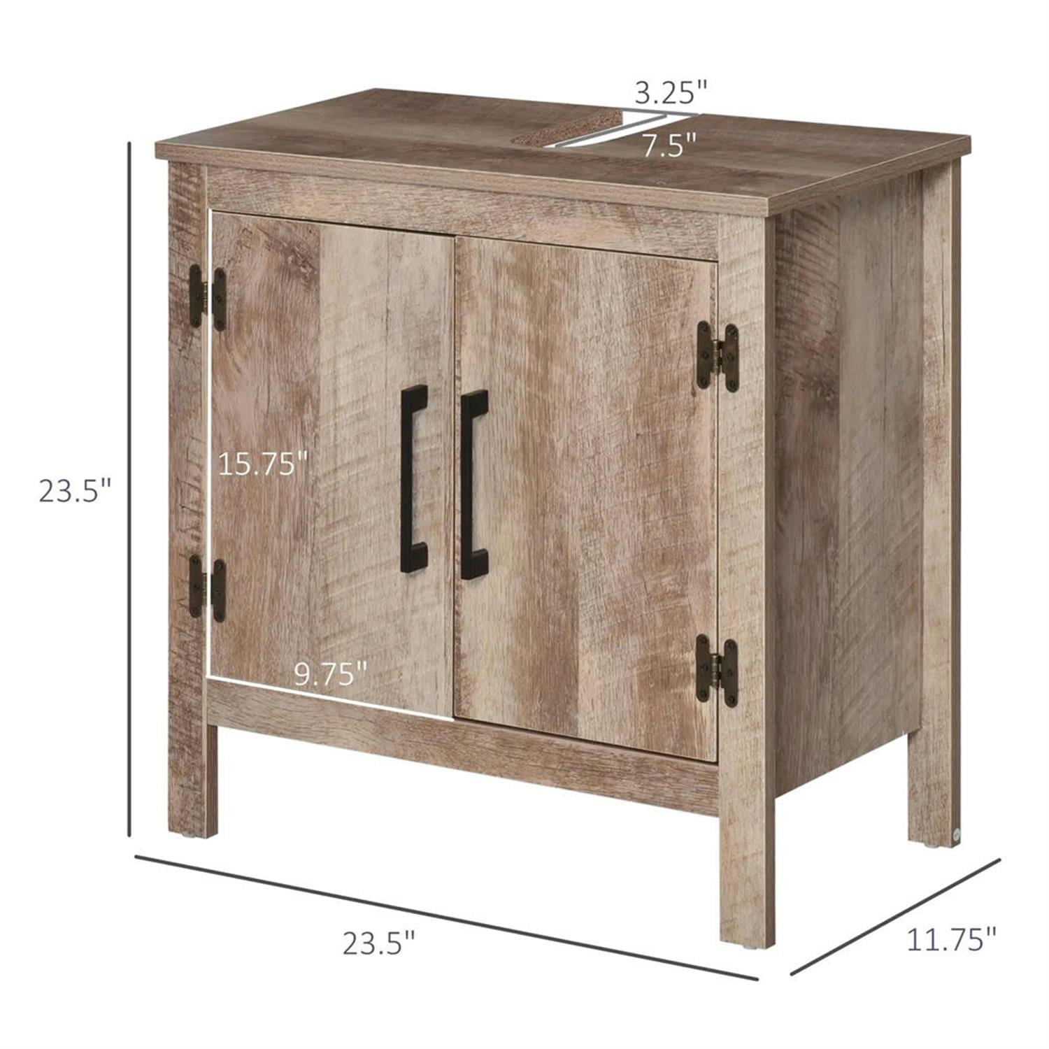 Demi Bonn 23" Bathroom Vanity with U-Shape Cut-Out, Pedestal Sink 2-Door Cabinet, Rustic Under Sink Cabinet, Brown