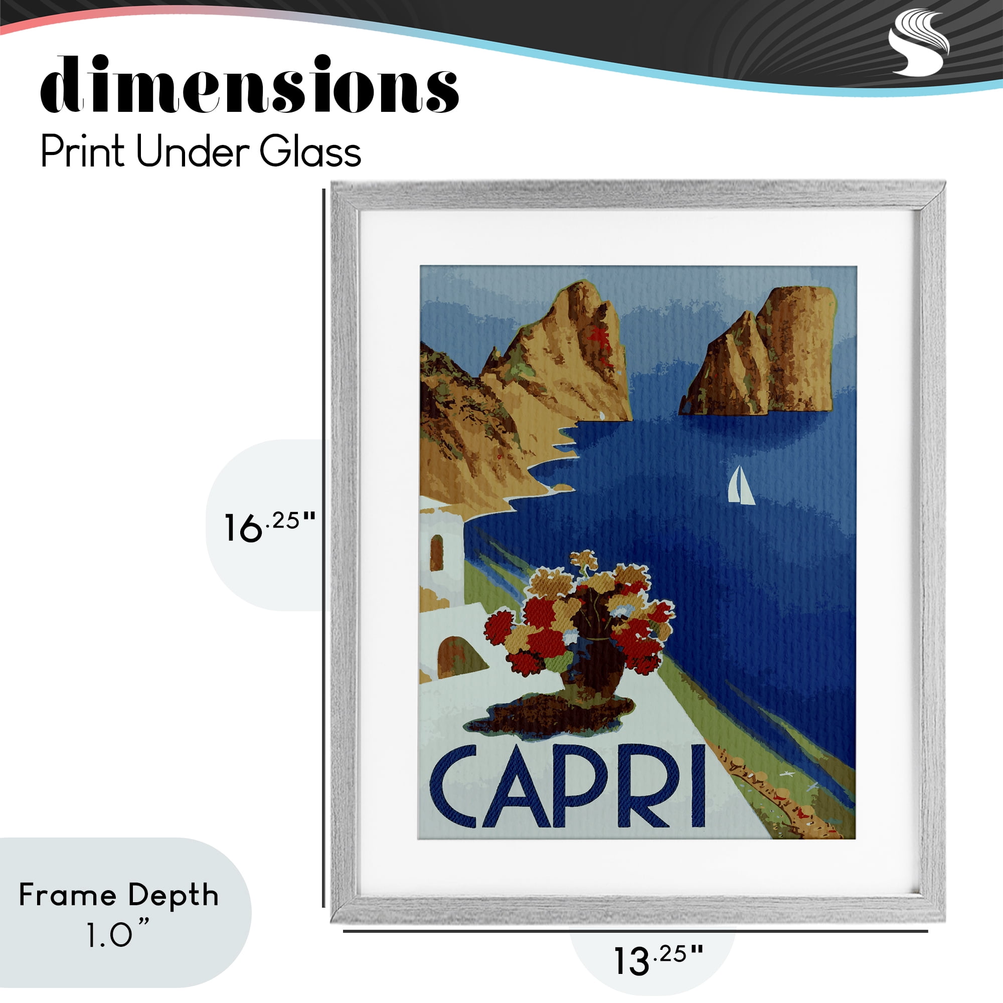 Stupell Industries Capri Island Cliffs Gray Framed Print Under Glass, design by Lil' Rue