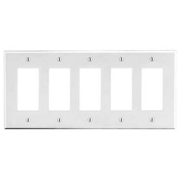 Hubbell Wiring Device-Kellems Rocker Wall Plate,Stnd;Wht,5Gng,Smth Stn P265W