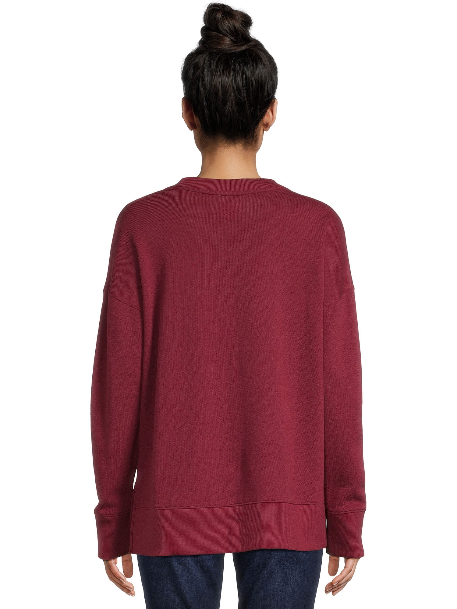 Time and Tru Women's Crewneck Sweatshirt with High-Low Hem, 2-Pack, Sizes XS-XXXL