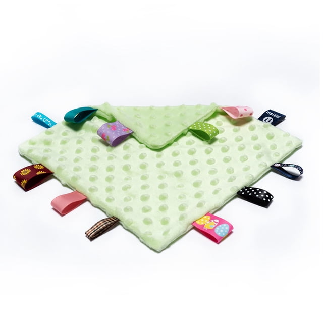 Baby Appease Towel Cómoda manta de seguridad con etiqueta para bebés con etiquetas de colores insular Verde