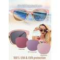 thumbnail image 3 of Leafael Polarized Sunglasses Women's Trendy Two Tone Retro Design, 100% UV Protection, Classic Pink Square, Casual & Active, 3 of 6