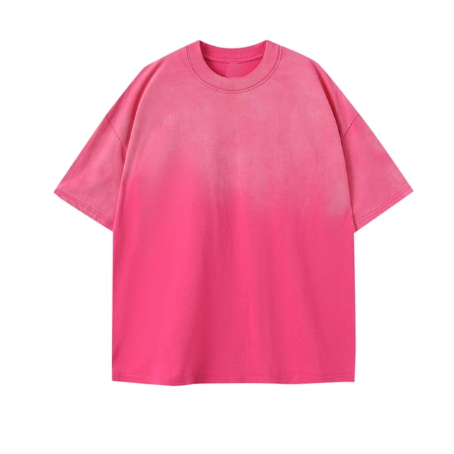 Mens Gym T-Shirts 100% Cotton Comfort Fit Breathable Athletic Shirts,Summer Distressed Gradient Color Basic Tees Loose Fit Short Sleeve Crewneck Workout Tops