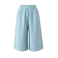 thumbnail image 4 of Noric Women's Plus Size Capri Pants Casual Wide Leg Casual Flowy Culottes Summer Lounge Beach Pants with Pockets, 4 of 7