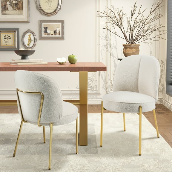 Clihome Fabric Dining Chair with Golden Legs (Set of 2)