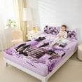 thumbnail image 4 of jejeloiu Purple Princess Dress Queen Sheet Sets,Girls High Heels Perfume Flat Sheet,Valenine Flower Queen Fitted Sheet For Girls,Ultra Soft Home Decor,4pcs, 4 of 7