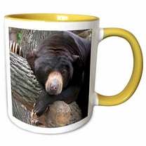3drose, Oh Man, What a Day, Black Bear, 15oz Two-tone Yellow Mug