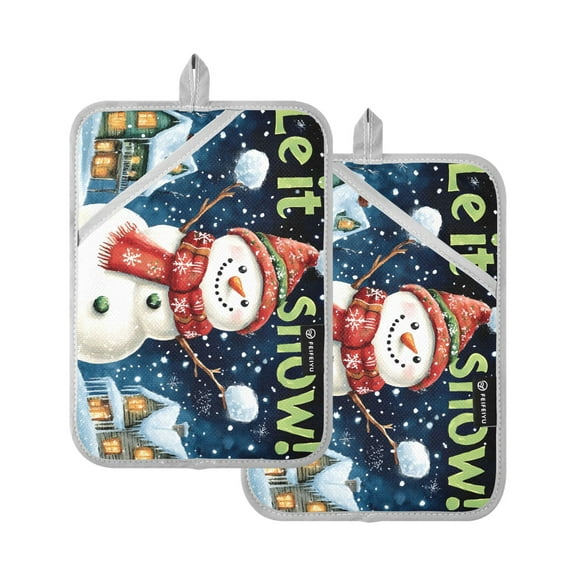 Christmas Snowman Oven Mitts Pot Holders 2 pcs Heat Resistant for Kitchen Baking Grilling