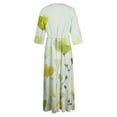 thumbnail image 4 of UTSJKR Women's Plus Size Maxi Dress Button Up Lapel Neck Dress Belted Pleated Loose Fit Swing Flowy Dress 3/4 Sleeve Sundress 2024 Fashion Floral Print Yellow XXXL, 4 of 5