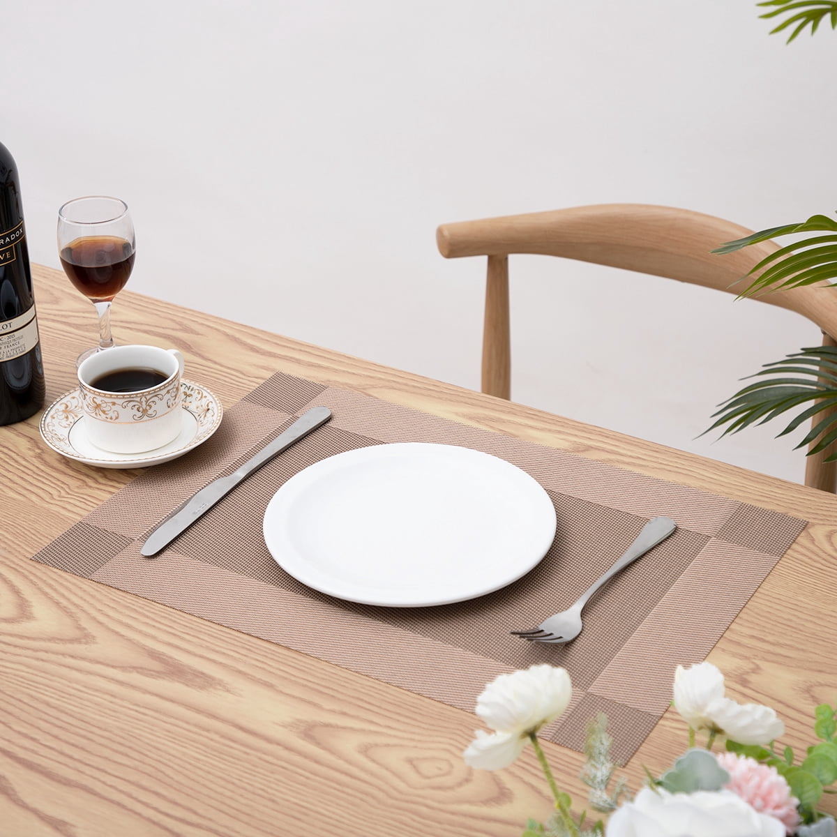 RAY STAR Vinyl Placemats Set of 6, 12''x18'' Vinyl Weave Placemats, Heat Resistant Wipable Place Mat