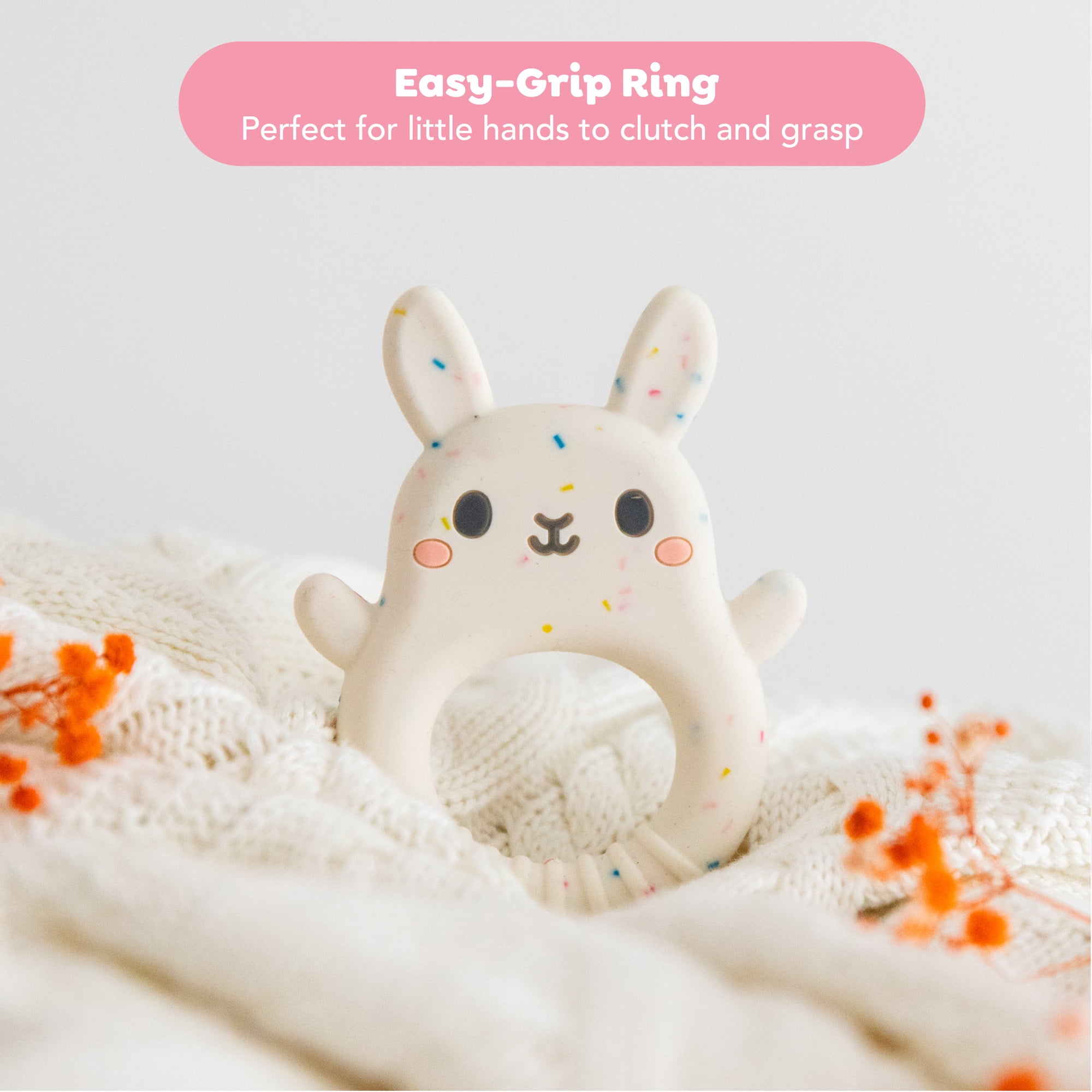 Tiger Tribe Baby Silicone Teether - Bunny Shape, BPA-Free, Soft Relief for Teething, Sensory Toy for Newborns and Infants 0-18 Months