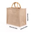 thumbnail image 5 of Bolsa De Compras De Yute Bolsa De Asa De Bambú Anticuada Bolsa De Regalo Natural Exquisita Para Compras De Yute Portátil Con Película Impermeable Para Tienda De Telas De Panadería Advancent HA026771-01, 5 of 5