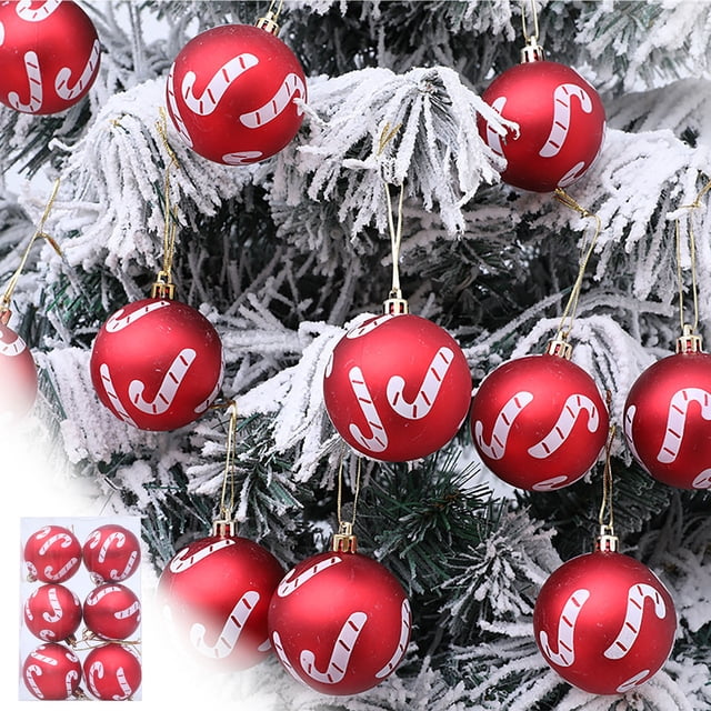 Juego de 6 Adornos Navideños de 6 Cm | Bolas de Cristal Craquelado Pintadas a Mano | Adornos Navideños Rojos para El Árbol de Navidad y La Decoración de Fiestas En Casa