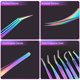 thumbnail image 4 of Juego de pinzas para extensiones de pestañas Fangze Rainbow de acero inoxidable, 4 of 9