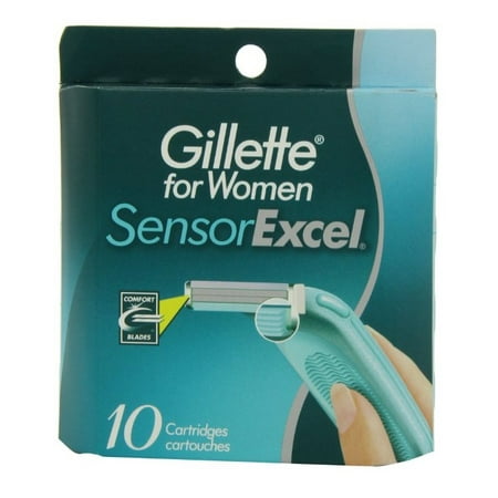 70s Sheer - Gillette Women's Sensor Excel Refill Blade Cartridges, 10 Count + Scunci Black Roller Pins, 18 Pcs