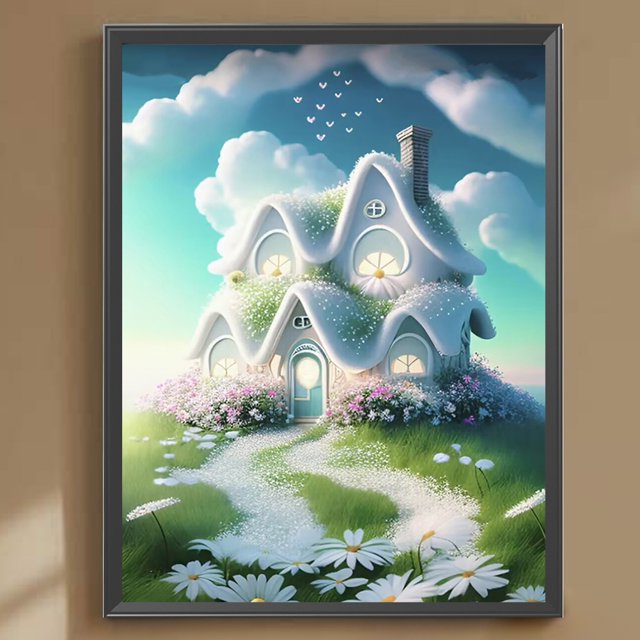 Cuadros Decorativos Kit de casa de pintura de diamante de taladro redondo completo DIY 5D artesanía de decoración del hogar (DG611) Wdftyju embutido en tela