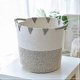 thumbnail image 1 of Cotton Laundry Hamper, Storage Hamper, Dirty Clothes Hamper , Foldable Soft Fabric Laundry Hamper With Handles 30 X 36cm (beige And White), 1 of 5