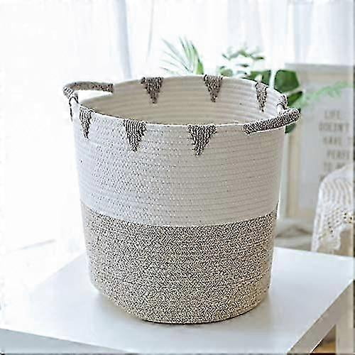 Cotton Laundry Hamper, Storage Hamper, Dirty Clothes Hamper , Foldable Soft Fabric Laundry Hamper With Handles 30 X 36cm (beige And White)