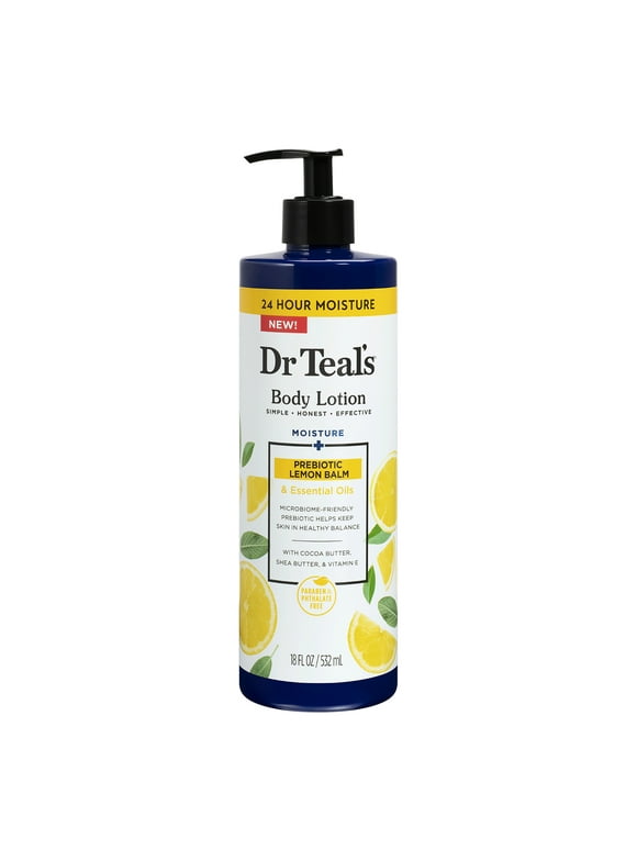Dr Teal's Body Lotion with Prebiotic Lemon Balm, Sage, & Thyme Essential Oil Blend, 18 fl oz