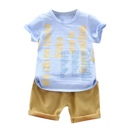 

Baby Boys Clothing Sets Letter Printed Short Sleeve O-Neck Clothes Summer Shirt Tops Shorts Casual 2PCS Outfits Dailywears Comfortable Loose Fittness Sets