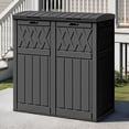 thumbnail image 3 of Uforic 66 Gallon Double Compartment Outdoor Trash Can, Waterproof Resin with Lid & Drip Tray, Black, 3 of 9