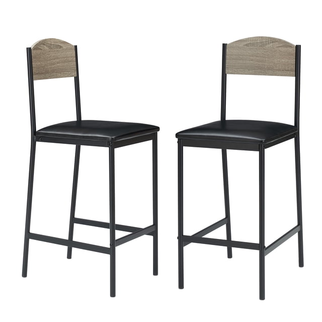 QinaQin Banco de bar a altura de barra con asiento amplio tapizado en piel sintética PU, respaldo y reposapiés, silla moderna con estructura resistente para isla de cocina, bar o comedor
