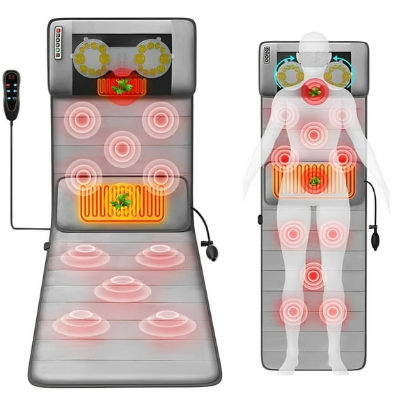 Full Body Massage Mat Massage Chair, Neck/Back/Lumbar Deep Tissue Massage Mattress, 9 Modes & 9 Intensity Levels, 30 Airbags Nodes, Fit Office and Home