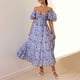 thumbnail image 1 of WILLBEST Vestidos de Verano para Mujer, Modernos, Bohemios, con Estampado Floral, Cuello Redondo, Manga Corta, Cuello En V, Vestido Largo Extra Grande, 1 of 3