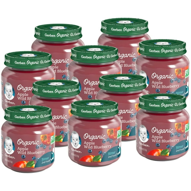 Gerber 2nd Foods Organic Apple Wild Blueberry Baby Food, 4