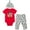 Red / grey, variant on Pixar Monsters Inc. Mike Infant Baby Boys Bodysuit Pants and Hat 3 Piece Outfit Set Newborn to Infant