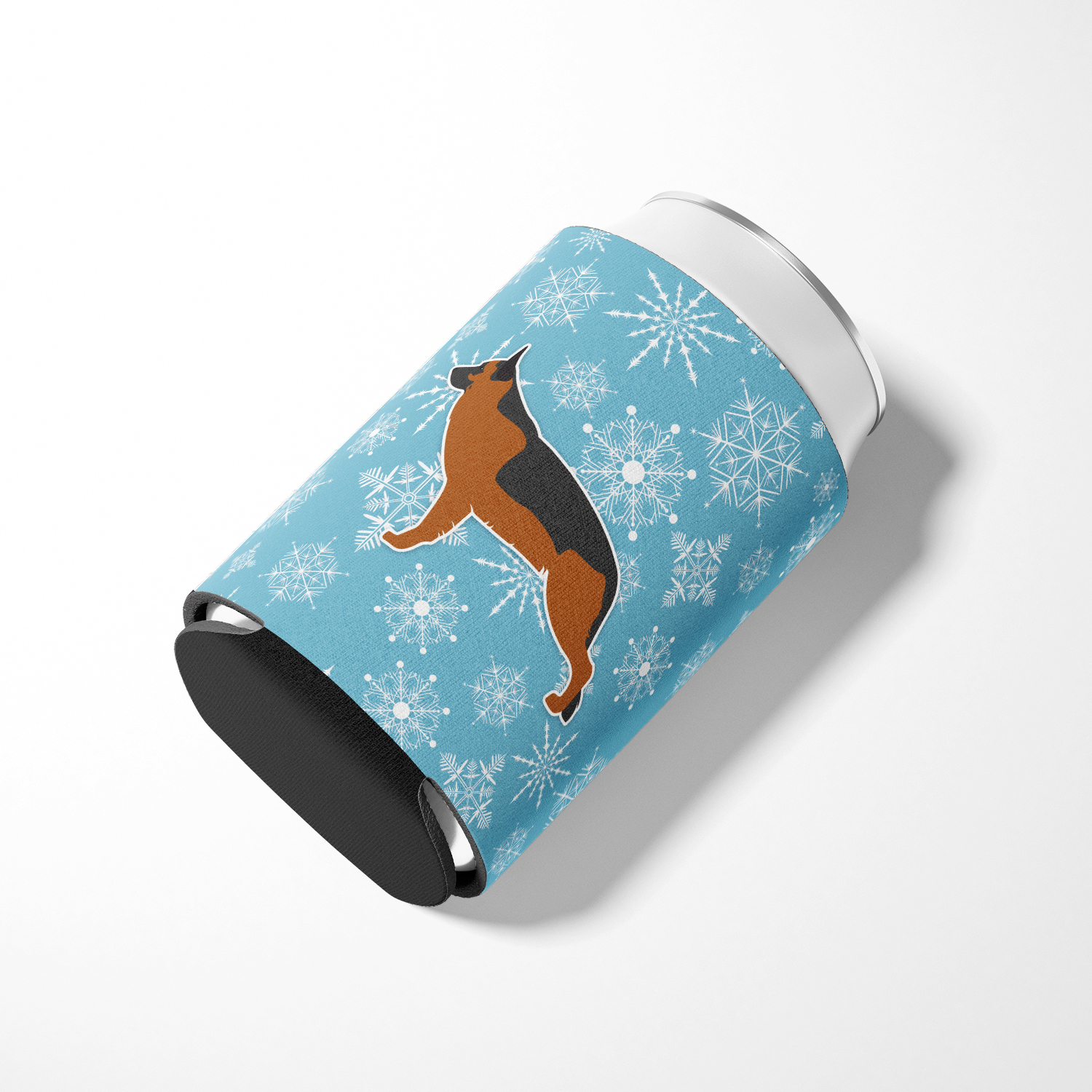 "Caroline's Treasures Winter Snowflake German Shepherd Can or Bottle Hugger BB3524CC, Can Hugger, Multicolor"