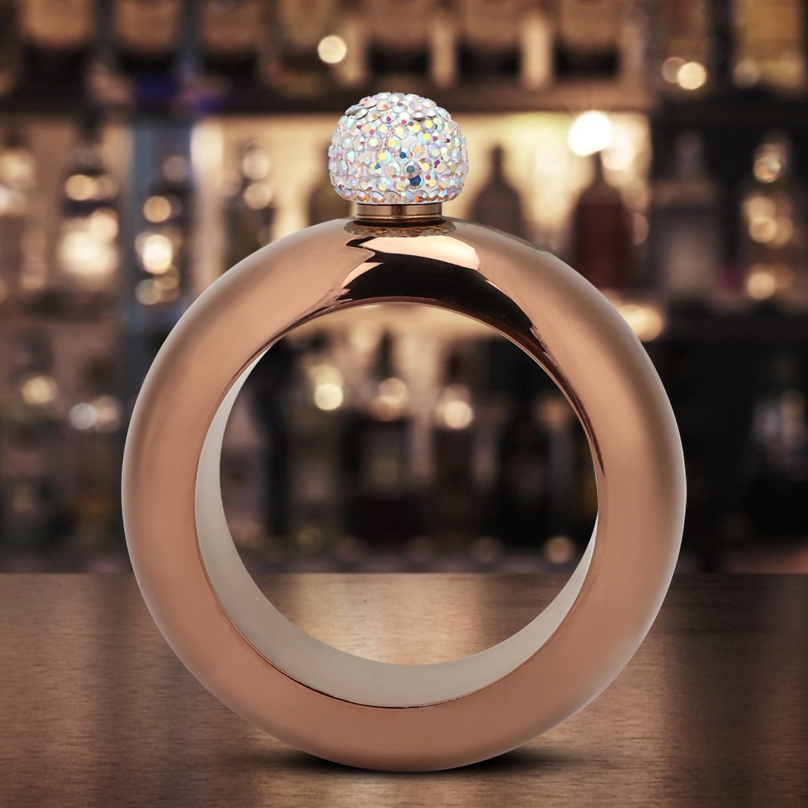 Alcohol Hip Flask, Easy To Clean Bracelet Bangle Flask, Stainless Steel For Party Pub Bronze