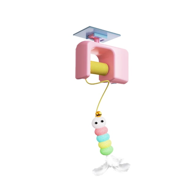 Juguete colgante para gatos con cuerda elástica, automático, para gatos de interior, con USB rosa