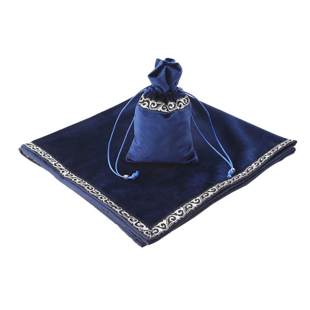 Mantel de Altar con Bolsa de Cartas de Adivinación Sunnimix Cuadrado Azul Altar Tarot Cards Pouch