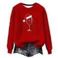 thumbnail image 4 of ClodeEU Women's Christmas Fleece Sweatshirt ,Cute Santa Claus Graphic Long sleeve Pullover Red 03,Womens Plus XXXXXL, 4 of 5