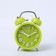 thumbnail image 1 of Mini reloj despertador analógico vintage clásico de 3 pulgadas que no hace tictac con luz de fondo, reloj de viaje con pilas, reloj despertador redondo con dos campanas para niños (verde menta 3D) Adepaton SNFLD290-1, 1 of 5
