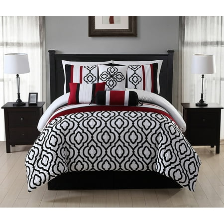 11 Piece Kendrick Black Red Bed In A Bag W 500tc Cotton Sheet Set