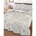 thumbnail image 3 of Quilts King Size Bedding Set, Botanical Flowers Lightweight Quilted Comforter, Country Chic Retro Floral Leaves Plants Soft Reversible Bedspread Coverlet with Pillow Covers for All Season, 96" x 106", 3 of 7
