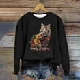 thumbnail image 3 of Patlollav Womens Round Neck Tops Printed Loose Fitting Long Sleeve Sweatshirts, 3 of 6