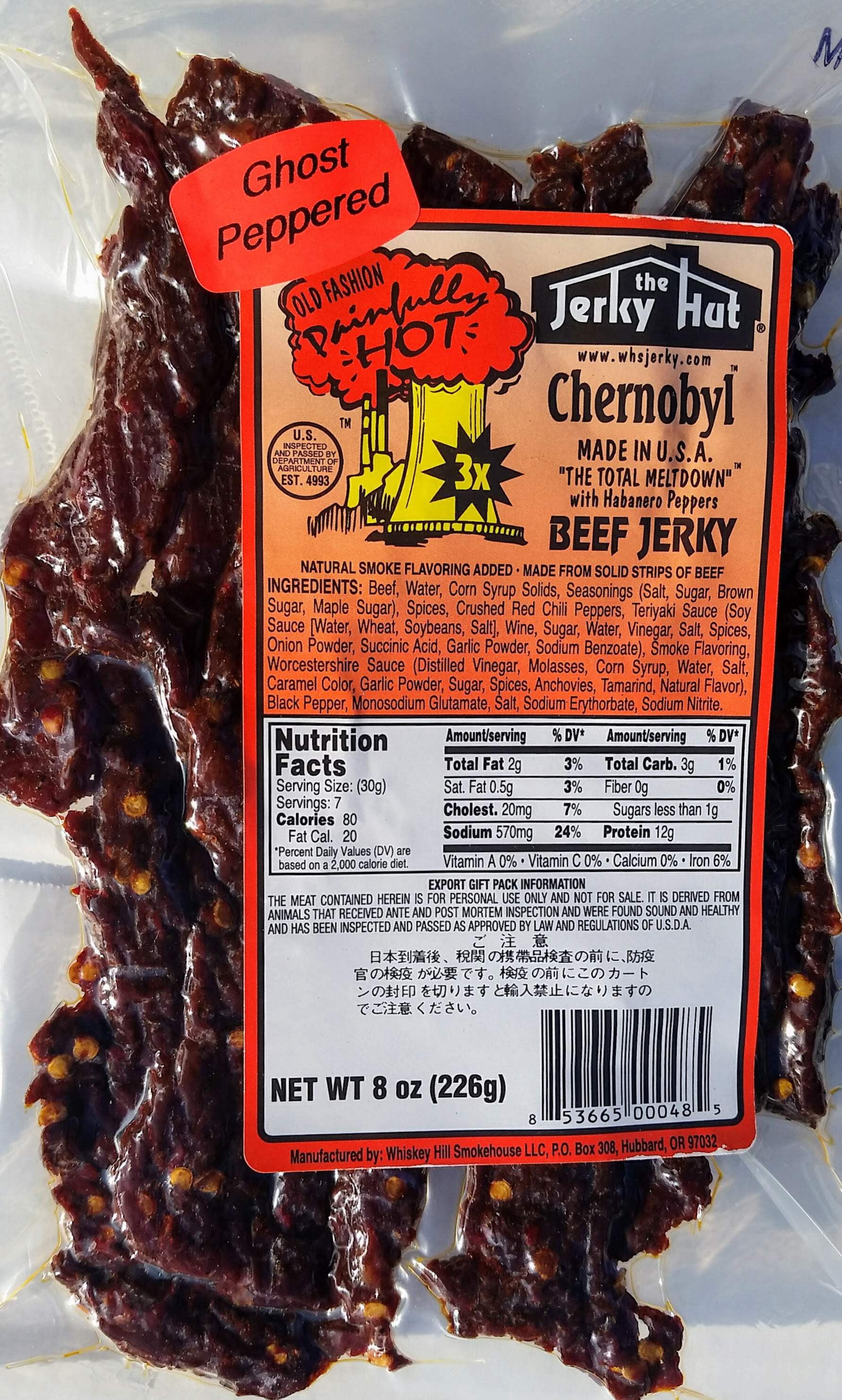 Ghost Pepper 3x (Chernobyl), The Jerky Hut -- (8oz.)