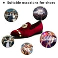 thumbnail image 3 of Mens Red Loafers Velvet Dress Shoes with Gold Plate Smoking Slippers Slip on Penny Party Luxury Loafer Shoes for Men, Red-10, 7 US, 3 of 5