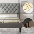 thumbnail image 5 of iPormis King Size Bed Frame with Diamond Button Tufted Wingback Headboard, Upholstered Platform Bed Frame with Strong Wood Slat Support, No Box Spring Needed, Light Gray, 5 of 8